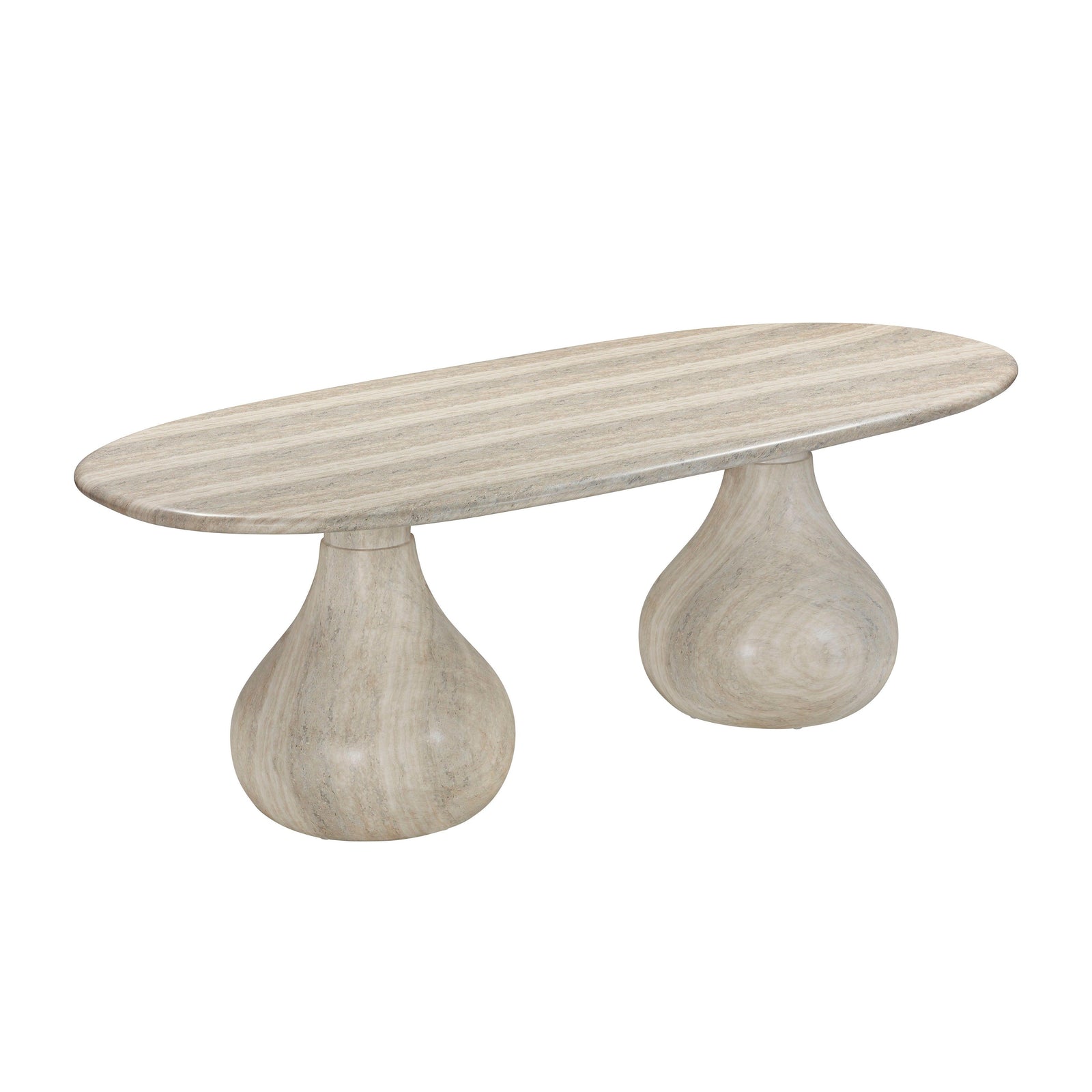 TOV Furniture Smooch Faux Travertine Indoor / Outdoor Pedestal Dining Table OUTDOOR DINING TABLES