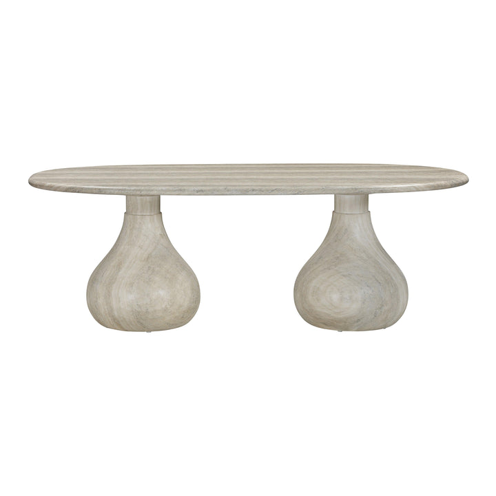 TOV Furniture Smooch Faux Travertine Indoor / Outdoor Pedestal Dining Table OUTDOOR DINING TABLES