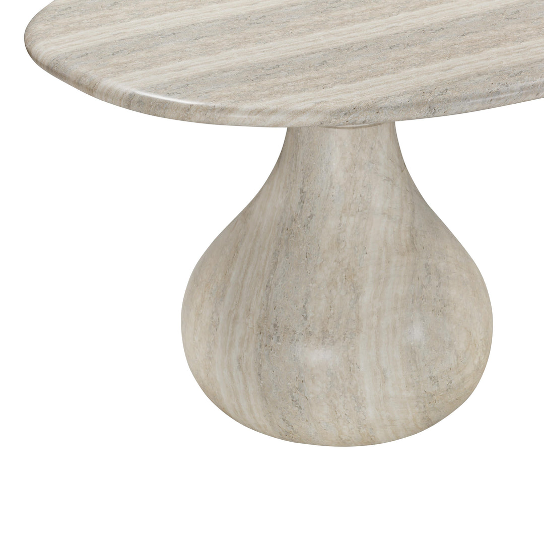 TOV Furniture Smooch Faux Travertine Indoor / Outdoor Pedestal Dining Table OUTDOOR DINING TABLES