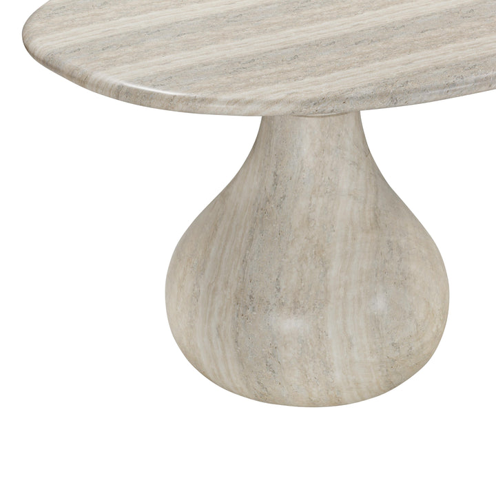 TOV Furniture Smooch Faux Travertine Indoor / Outdoor Pedestal Dining Table OUTDOOR DINING TABLES