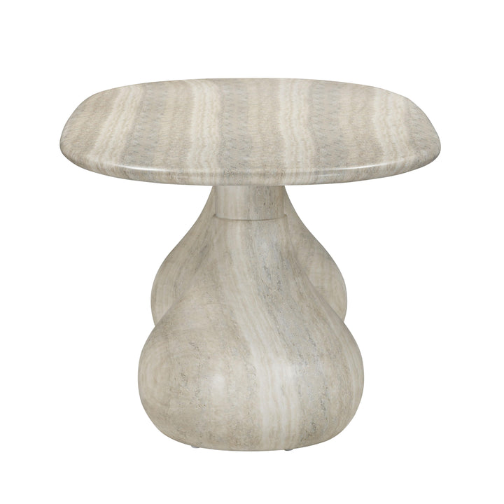 TOV Furniture Smooch Faux Travertine Indoor / Outdoor Pedestal Dining Table OUTDOOR DINING TABLES