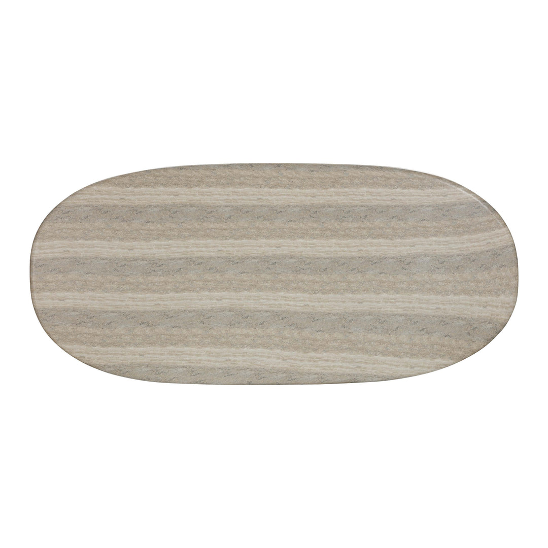 TOV Furniture Smooch Faux Travertine Indoor / Outdoor Pedestal Dining Table OUTDOOR DINING TABLES