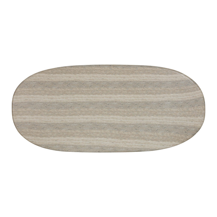 TOV Furniture Smooch Faux Travertine Indoor / Outdoor Pedestal Dining Table OUTDOOR DINING TABLES