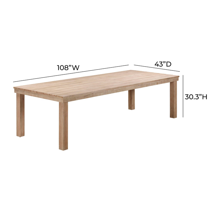 TOV Furniture Cassie Natural 108 Inch Rectangular Outdoor Dining Table OUTDOOR DINING TABLES