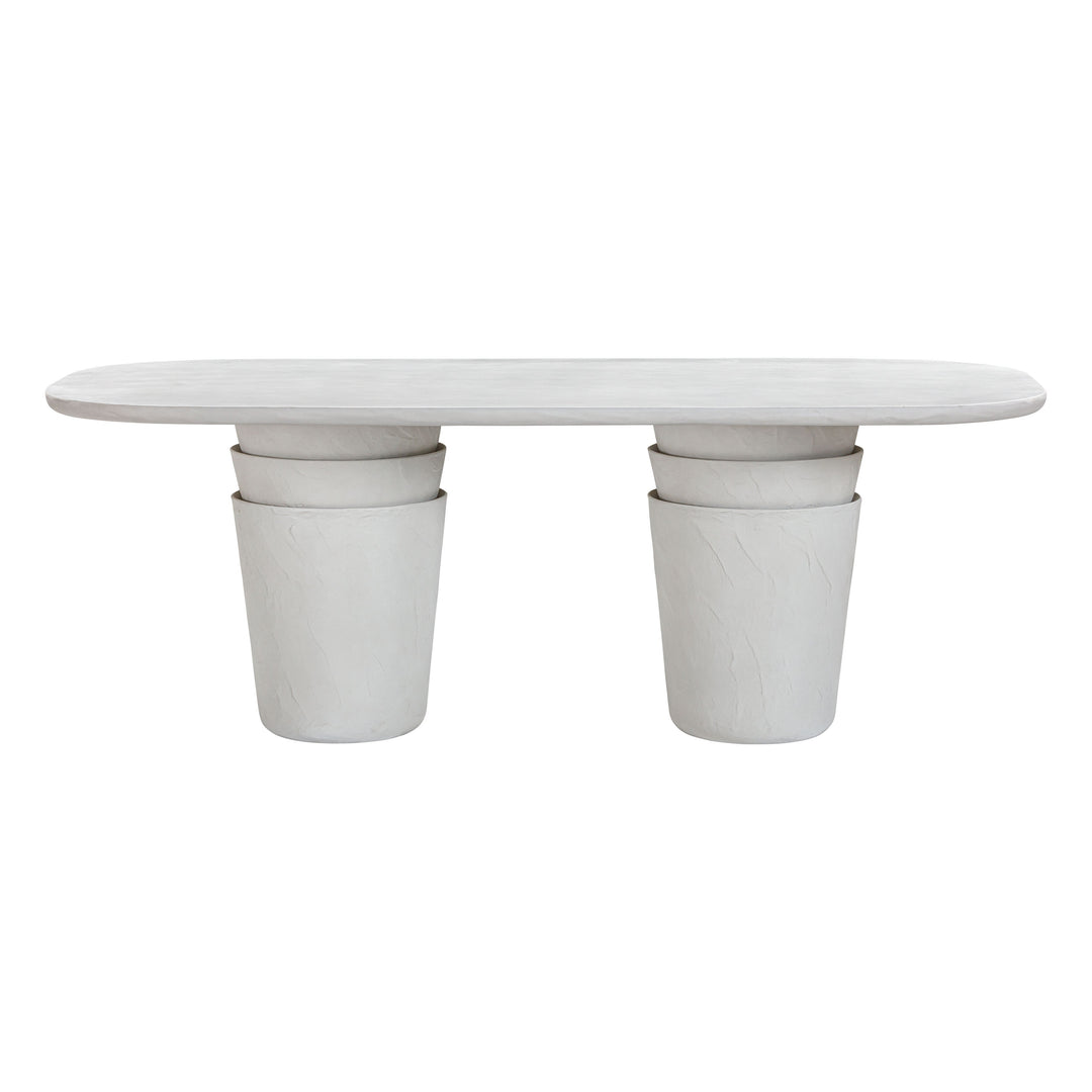 TOV Furniture Margot Light Grey Faux Plaster Indoor / Outdoor Concrete Dining Table OUTDOOR DINING TABLES