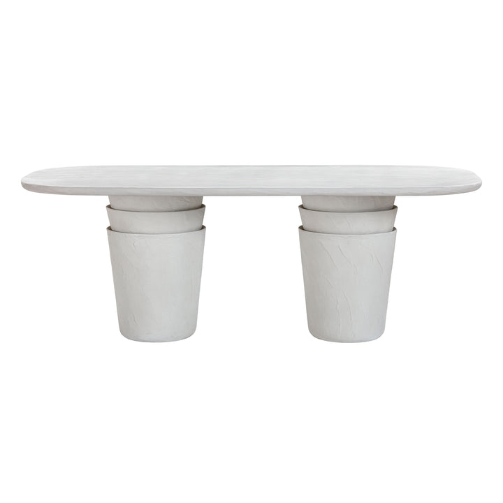 TOV Furniture Margot Light Grey Faux Plaster Indoor / Outdoor Concrete Dining Table OUTDOOR DINING TABLES
