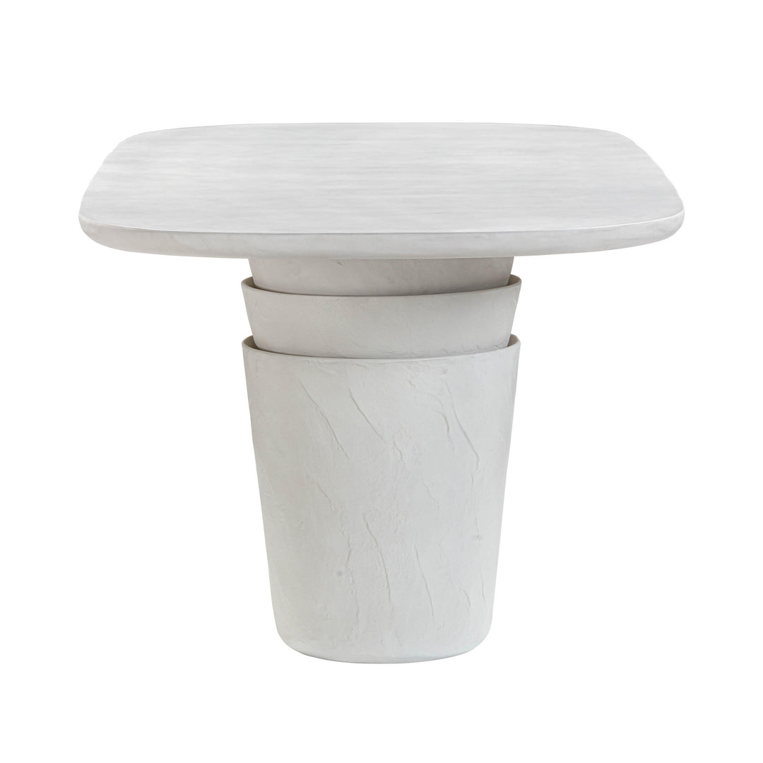 TOV Furniture Margot Light Grey Faux Plaster Indoor / Outdoor Concrete Dining Table OUTDOOR DINING TABLES