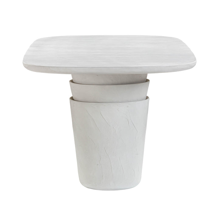 TOV Furniture Margot Light Grey Faux Plaster Indoor / Outdoor Concrete Dining Table OUTDOOR DINING TABLES