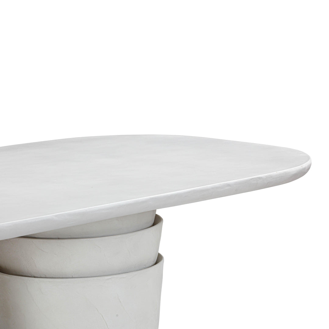 TOV Furniture Margot Light Grey Faux Plaster Indoor / Outdoor Concrete Dining Table OUTDOOR DINING TABLES