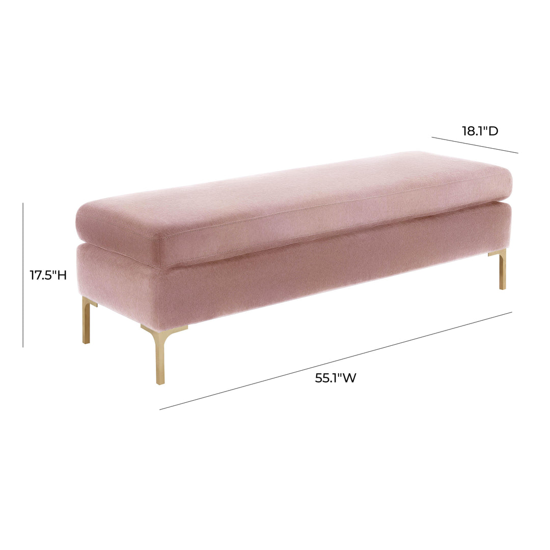 American Home Furniture | TOV Furniture - Delilah Blush Textured Velvet Bench