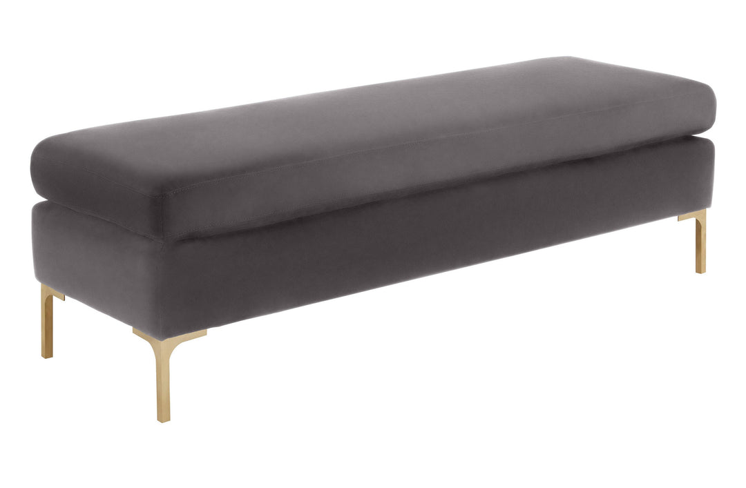 American Home Furniture | TOV Furniture - Delilah Grey Velvet Bench