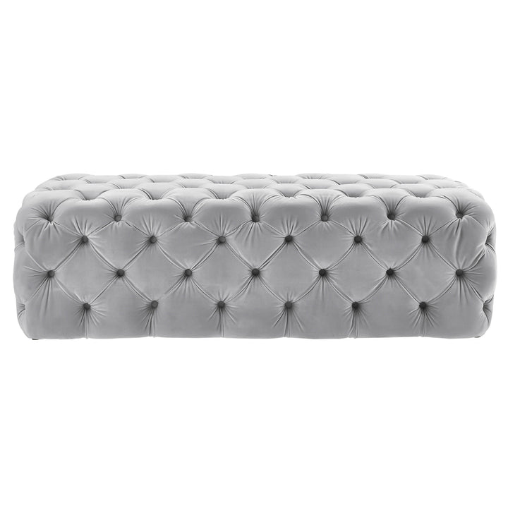 TOV Furniture Kaylee Grey Velvet Ottoman OTTOMANS, POUFS, + STOOLS
