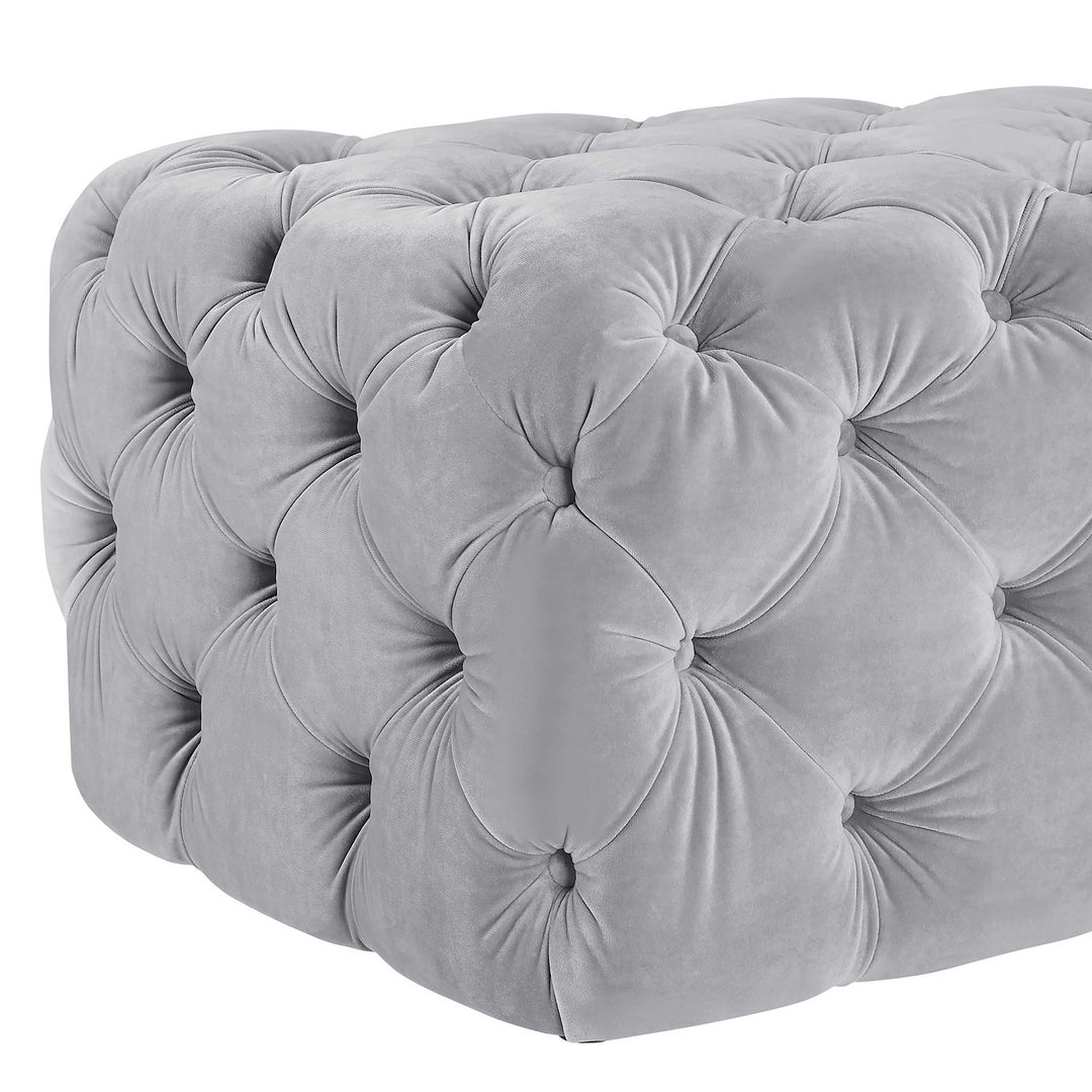 TOV Furniture Kaylee Grey Velvet Ottoman OTTOMANS, POUFS, + STOOLS