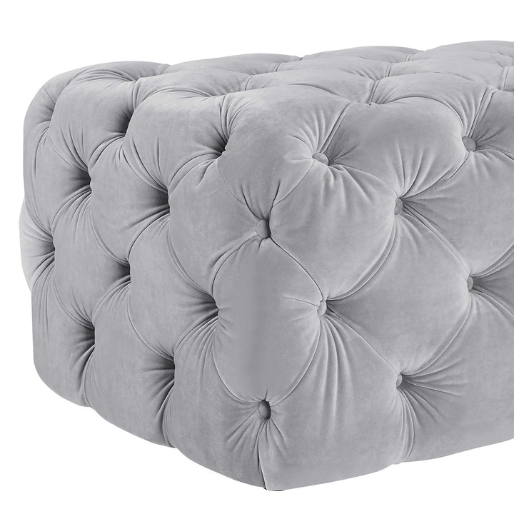 TOV Furniture Kaylee Grey Velvet Ottoman OTTOMANS, POUFS, + STOOLS
