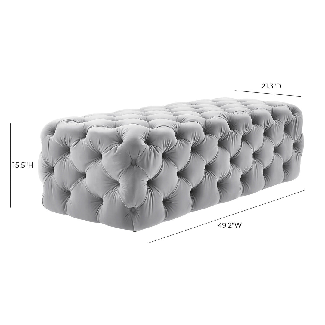 TOV Furniture Kaylee Grey Velvet Ottoman OTTOMANS, POUFS, + STOOLS