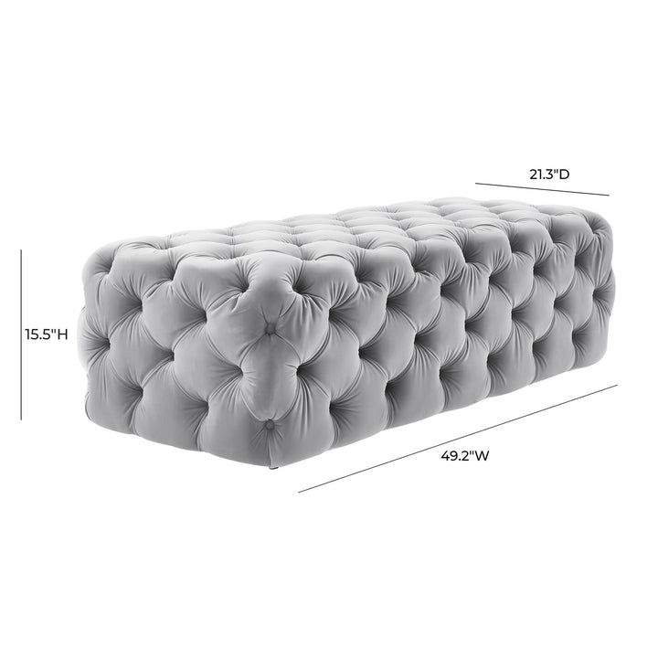 TOV Furniture Kaylee Grey Velvet Ottoman OTTOMANS, POUFS, + STOOLS