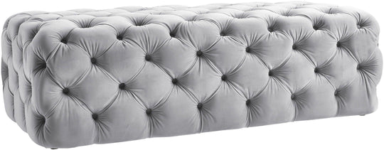 TOV Furniture Kaylee Grey Velvet Ottoman OTTOMANS, POUFS, + STOOLS