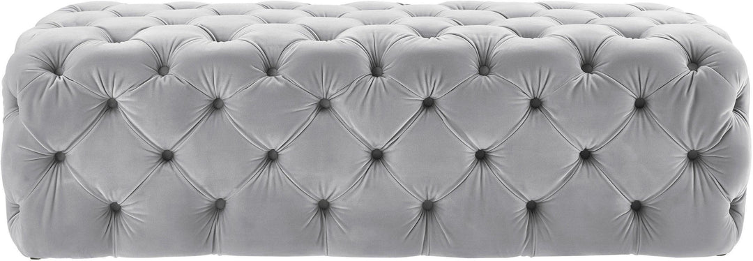 American Home Furniture | TOV Furniture - Kaylee Grey Velvet Ottoman
