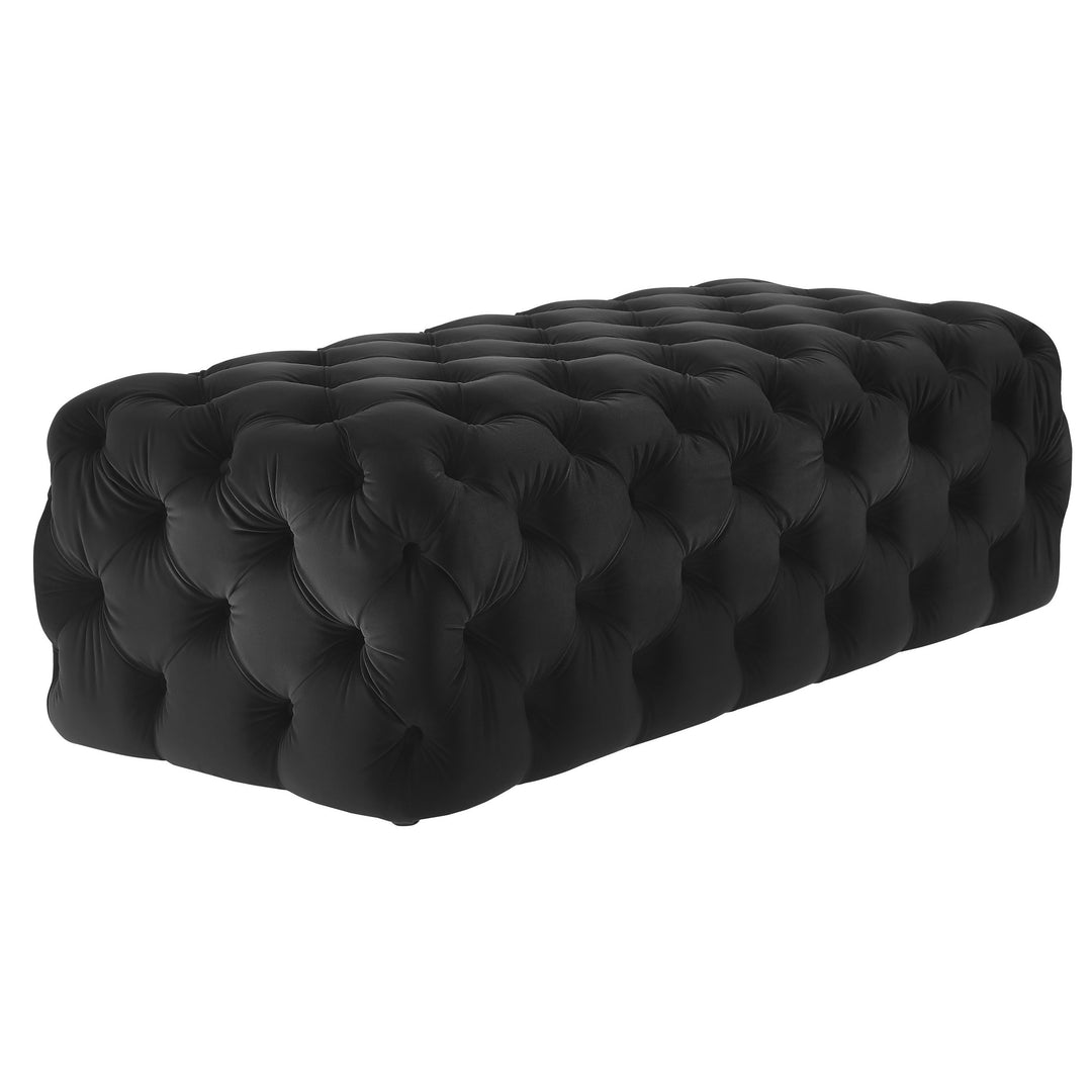 TOV Furniture Kaylee Black Velvet Ottoman OTTOMANS, POUFS, + STOOLS