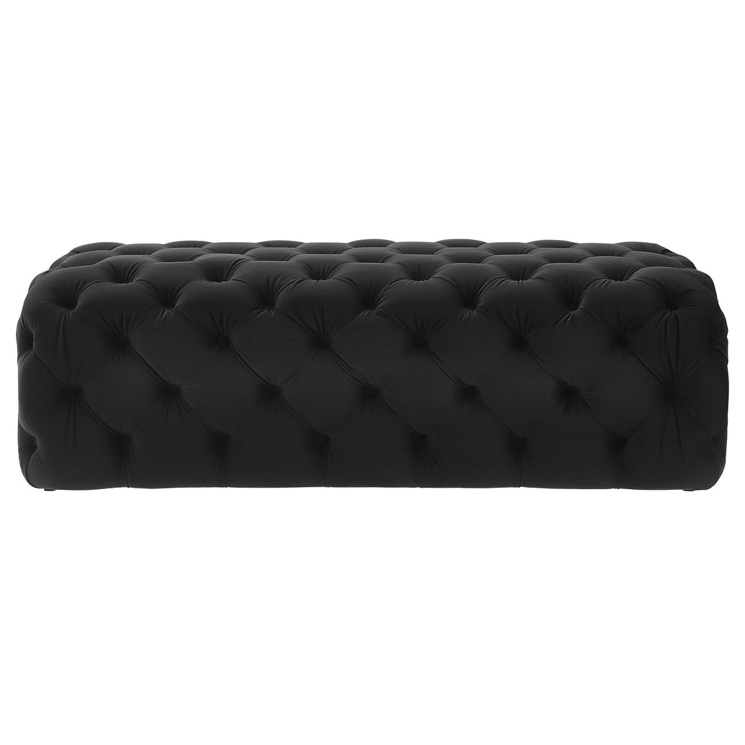 TOV Furniture Kaylee Black Velvet Ottoman OTTOMANS, POUFS, + STOOLS