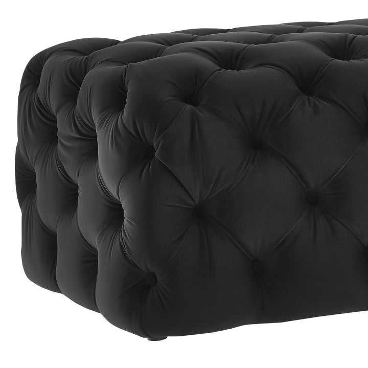 TOV Furniture Kaylee Black Velvet Ottoman OTTOMANS, POUFS, + STOOLS