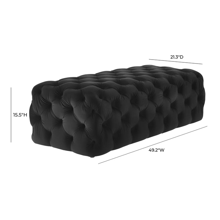 TOV Furniture Kaylee Black Velvet Ottoman OTTOMANS, POUFS, + STOOLS