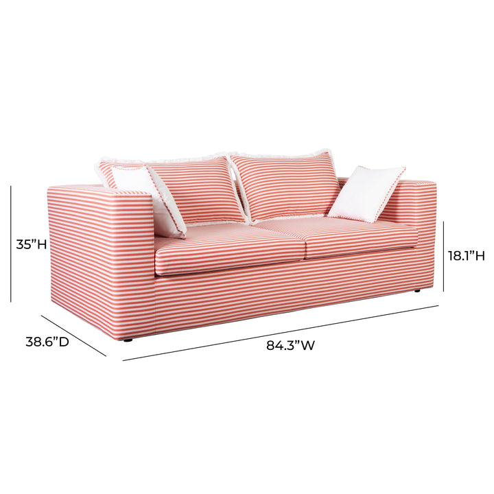 American Home Furniture | TOV Furniture - Salty Coral Striped Outdoor Sofa