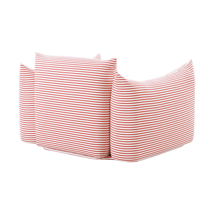 TOV Furniture Saint Tropez Pearl and Red Striped Stuffed Outdoor Armchair OUTDOOR CHAISE LOUNGES