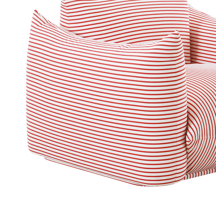 TOV Furniture Saint Tropez Pearl and Red Striped Stuffed Outdoor Armchair OUTDOOR CHAISE LOUNGES