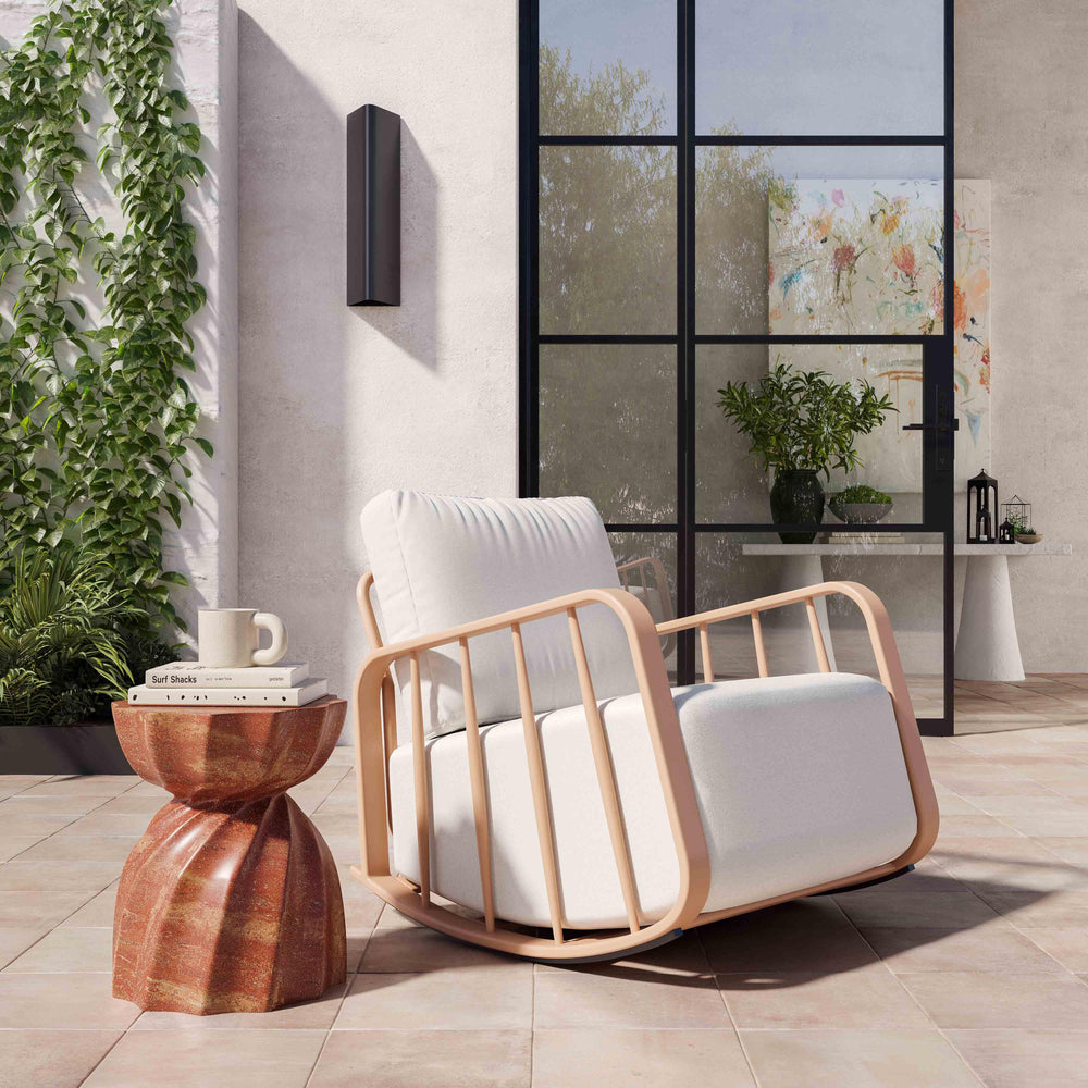 American Home Furniture | TOV Furniture - Violette Terracotta and Cream Outdoor Rocking Chair