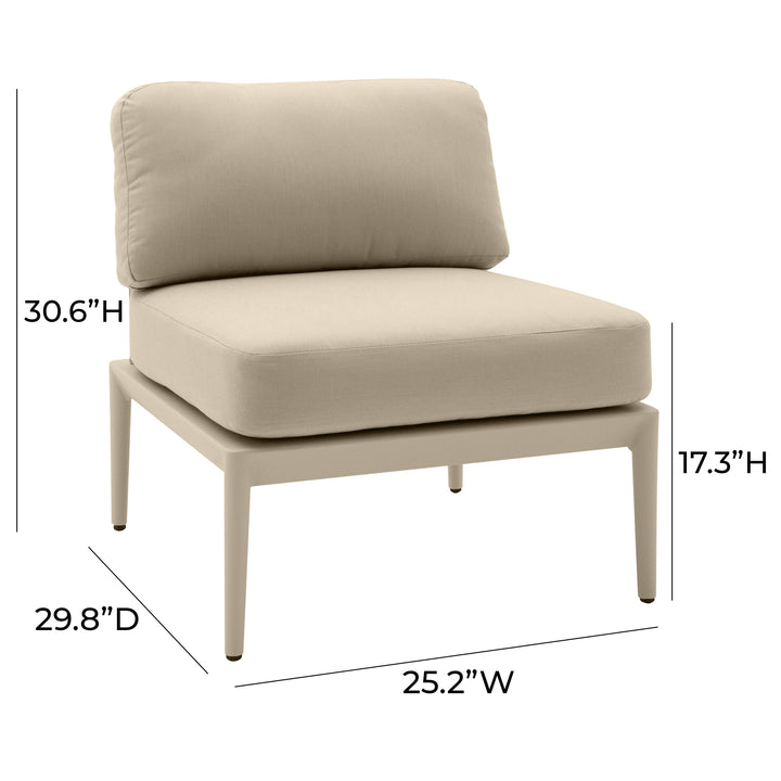 TOV Furniture Kapri Taupe Modular Outdoor Armless Chair OUTDOOR CHAISE LOUNGES