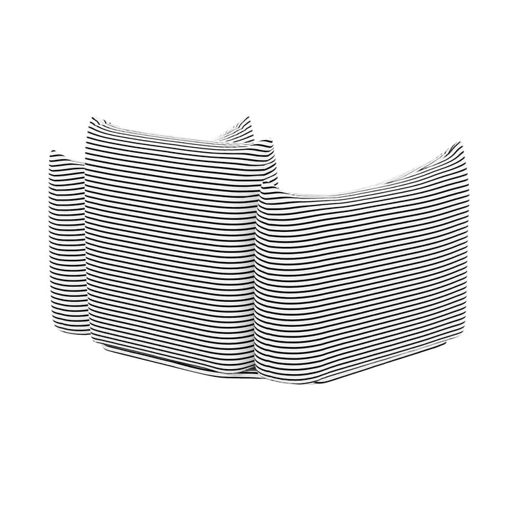 TOV Furniture Saint Tropez Pearl and Black Striped Stuffed Outdoor Armchair OUTDOOR CHAISE LOUNGES