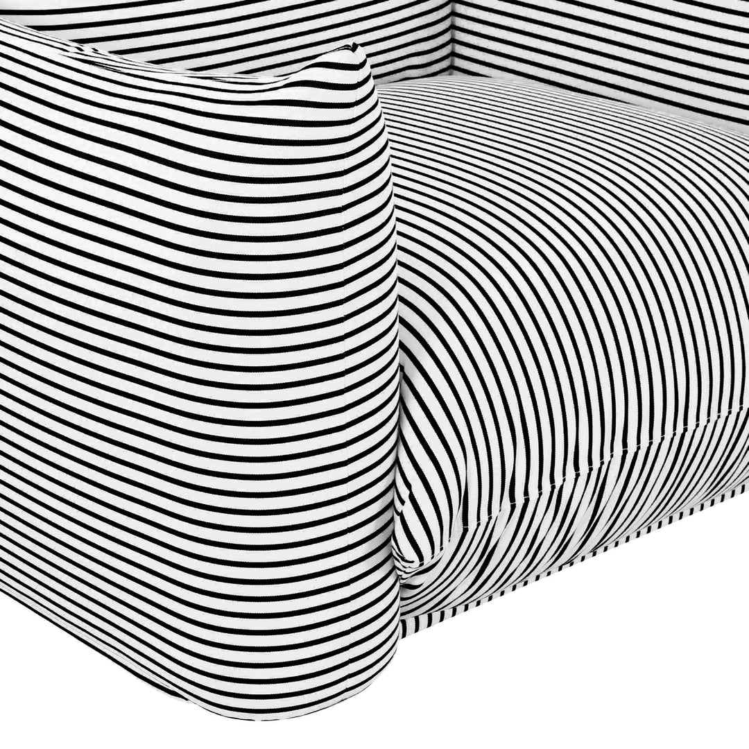 TOV Furniture Saint Tropez Pearl and Black Striped Stuffed Outdoor Armchair OUTDOOR CHAISE LOUNGES