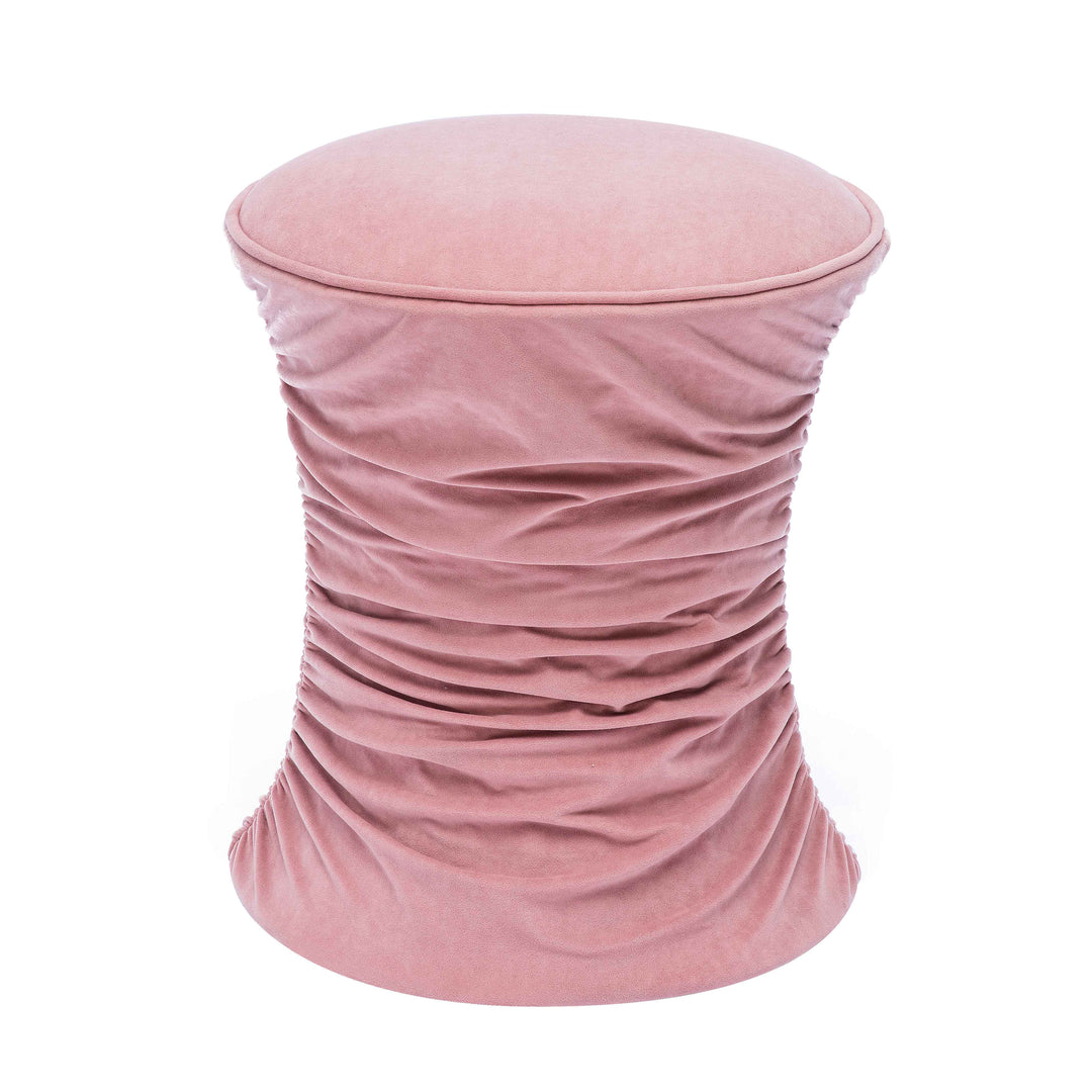 American Home Furniture | TOV Furniture - Bounce Rose Pink Ruched Velvet Adjustable Ottoman