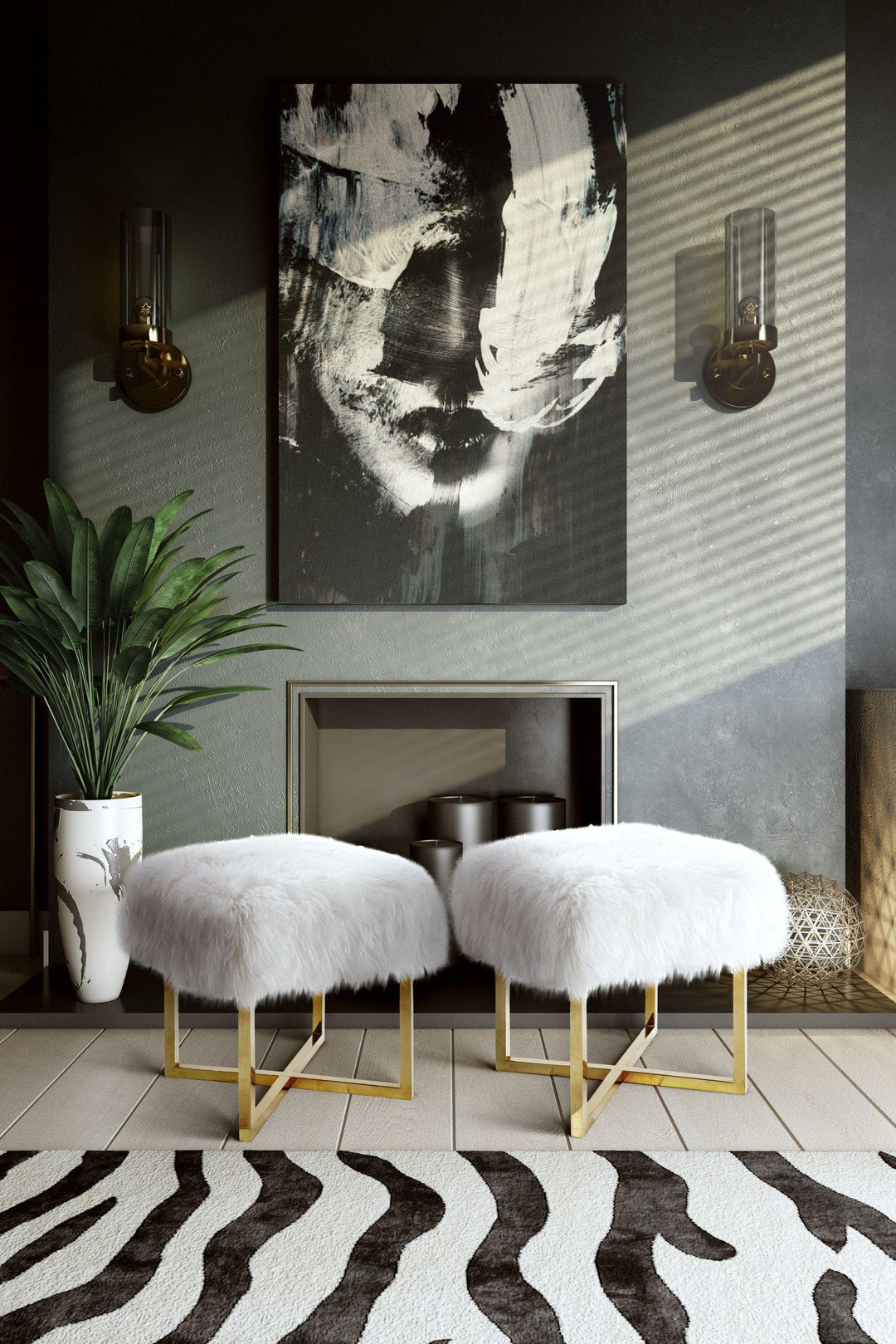 American Home Furniture | TOV Furniture - Nomo Sheepskin Bench