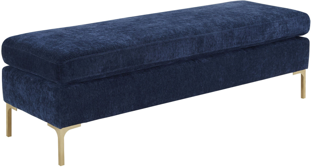 American Home Furniture | TOV Furniture - Delilah Navy Textured Velvet Bench