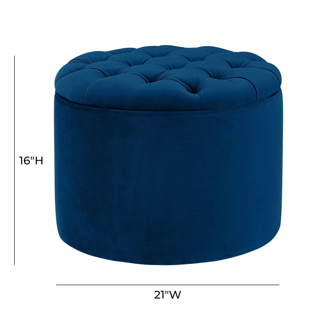 American Home Furniture | TOV Furniture - Queen Navy Velvet Storage Ottoman