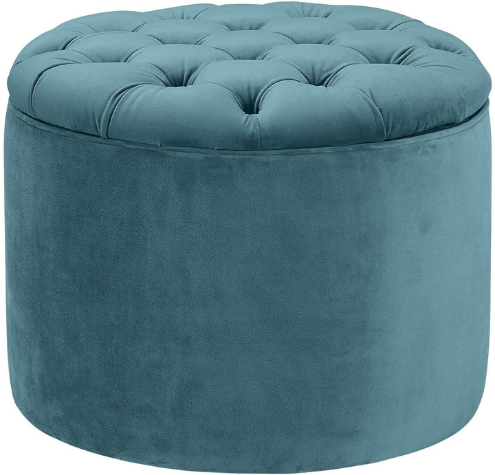 American Home Furniture | TOV Furniture - Queen Sea Blue Velvet Storage Ottoman