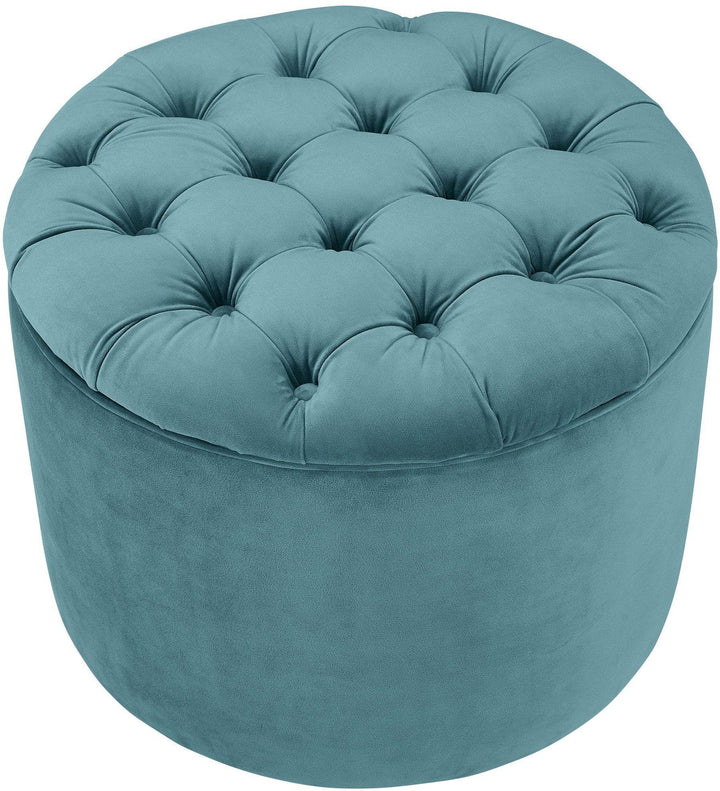 American Home Furniture | TOV Furniture - Queen Sea Blue Velvet Storage Ottoman