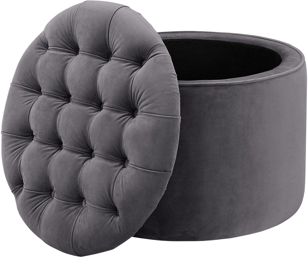 American Home Furniture | TOV Furniture - Queen Grey Velvet Storage Ottoman