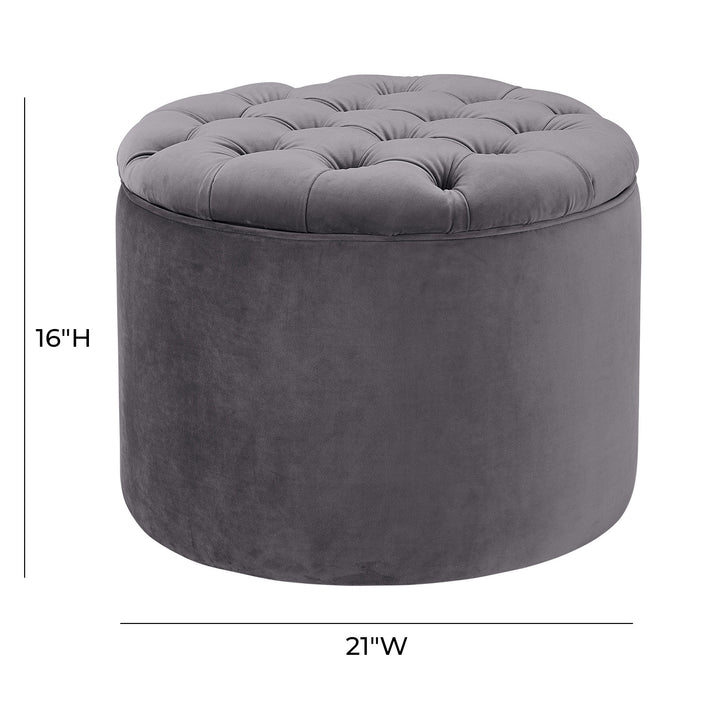 American Home Furniture | TOV Furniture - Queen Grey Velvet Storage Ottoman