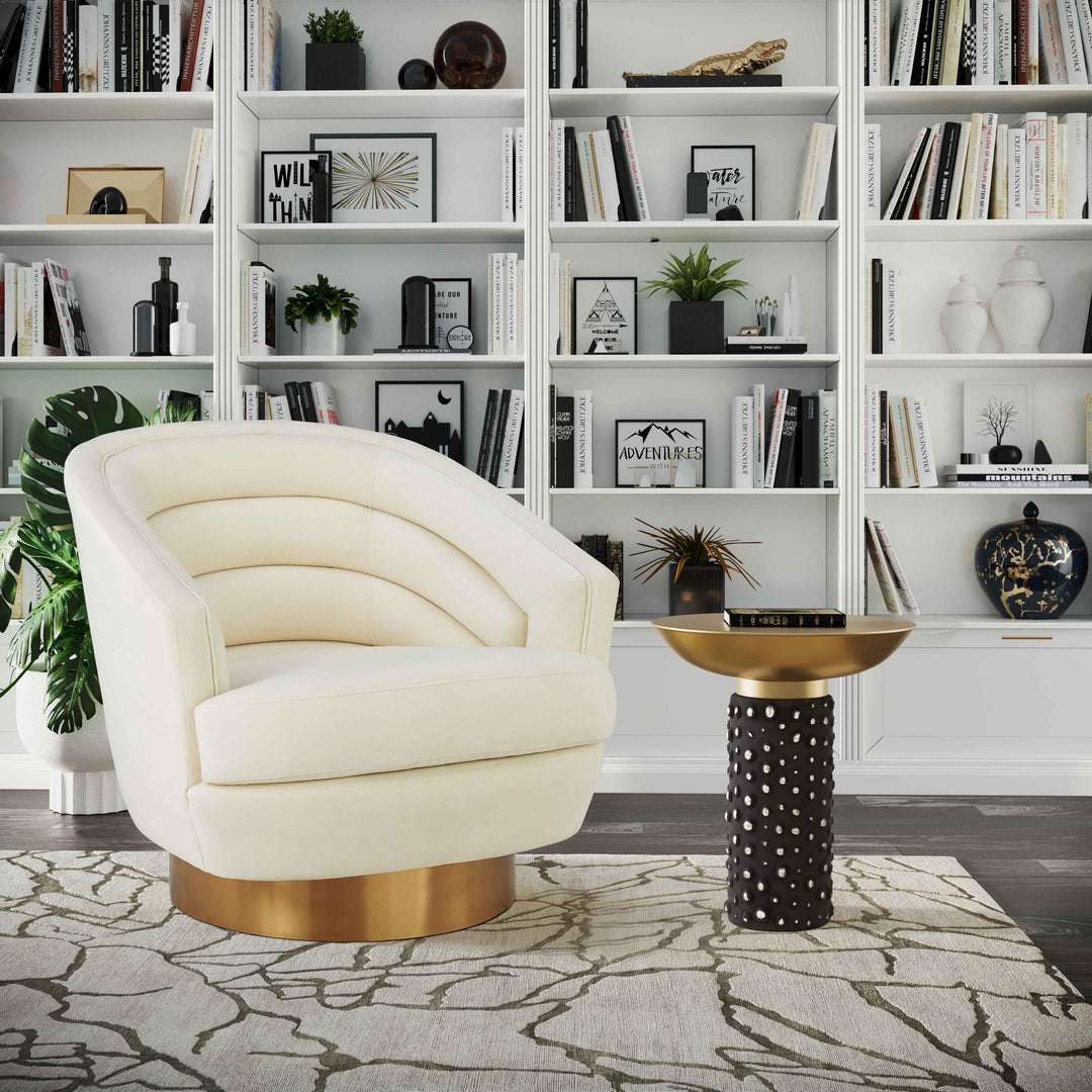 TOV Furniture Blaze Glass/Brass Side Table ACCENT TABLES