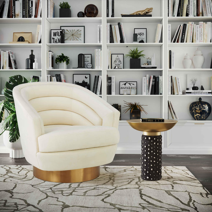 TOV Furniture Blaze Glass/Brass Side Table ACCENT TABLES