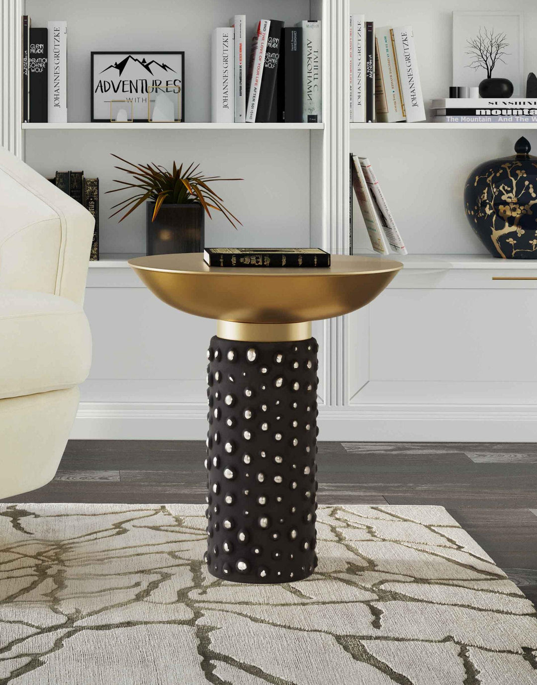 TOV Furniture Blaze Glass/Brass Side Table ACCENT TABLES