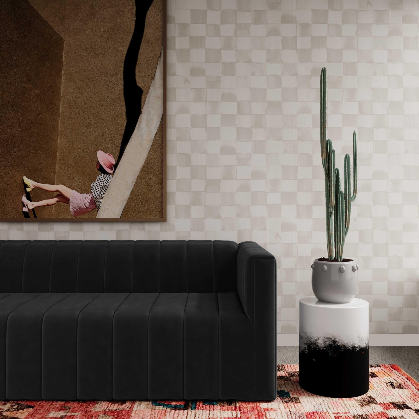 TOV Furniture Matra Black and White Side Table ACCENT TABLES