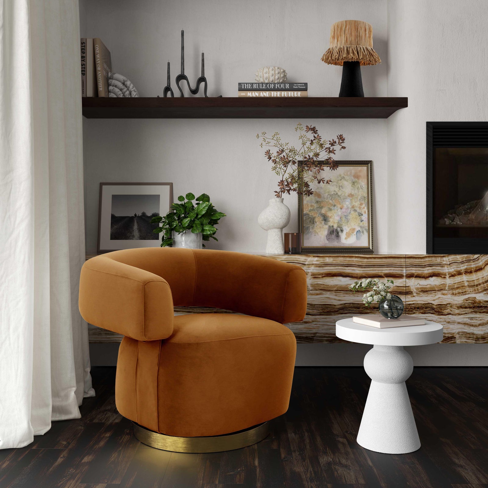 TOV Furniture Lupita White Side Table ACCENT TABLES