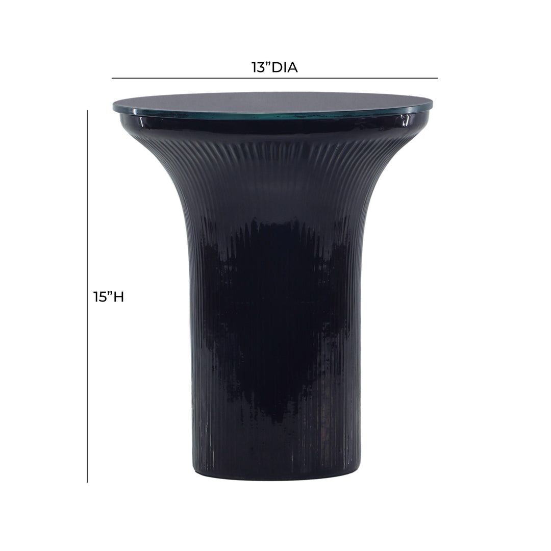 American Home Furniture | TOV Furniture - Cassandra Midnight Blue Glass Flared Side Table