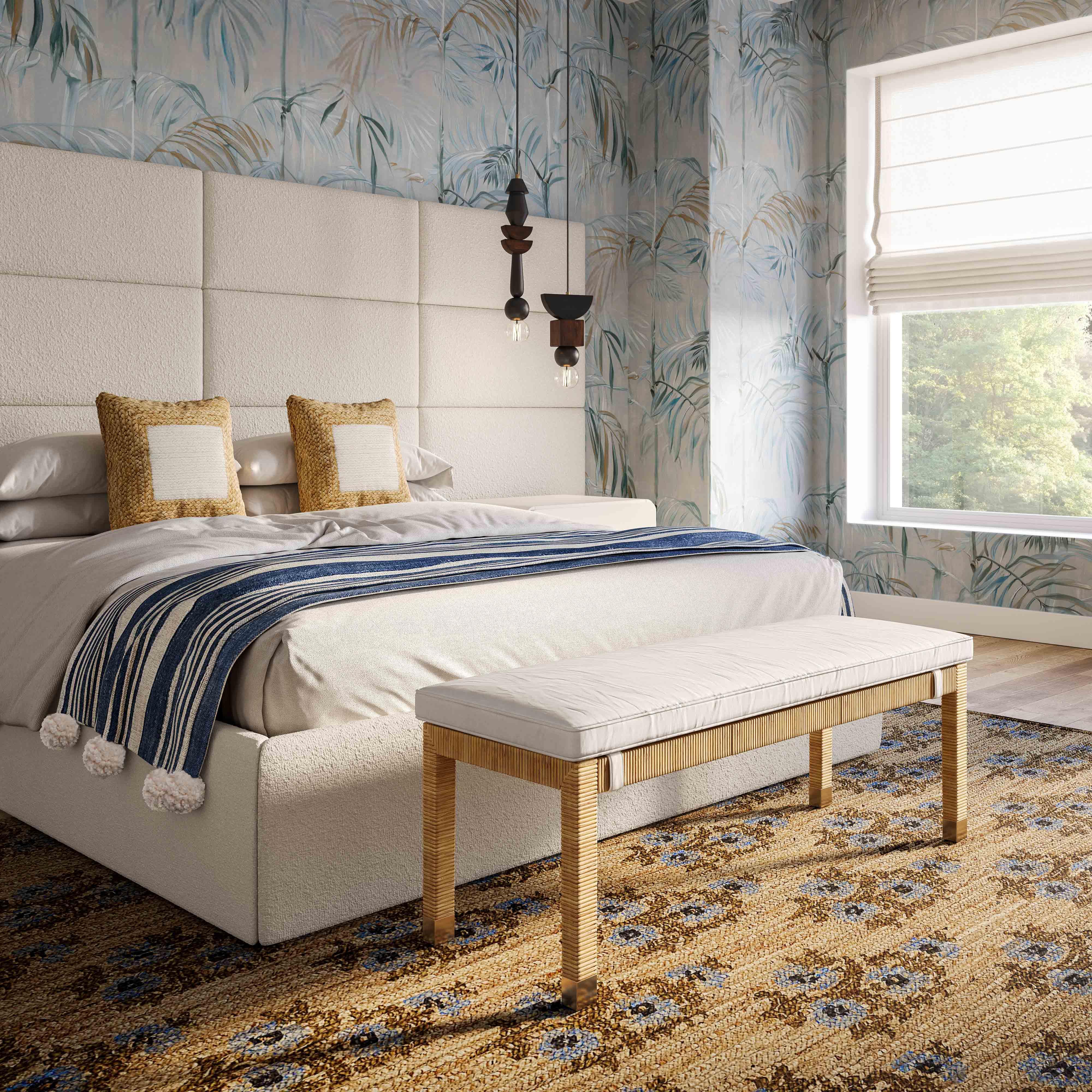 TOV Furniture Amara Rattan Bench