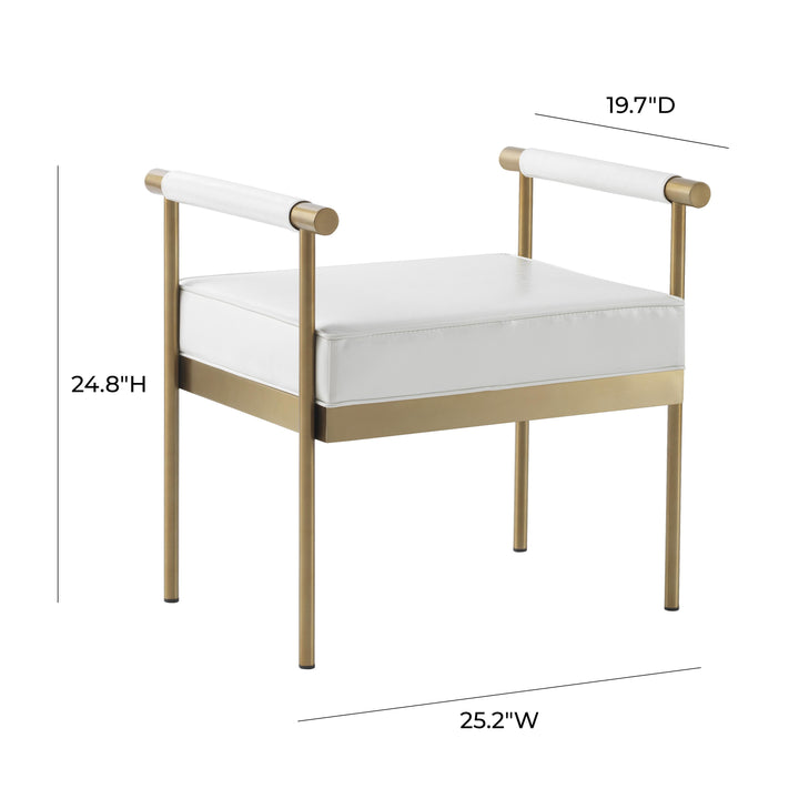 American Home Furniture | TOV Furniture - Diva White Vegan Leather Bench
