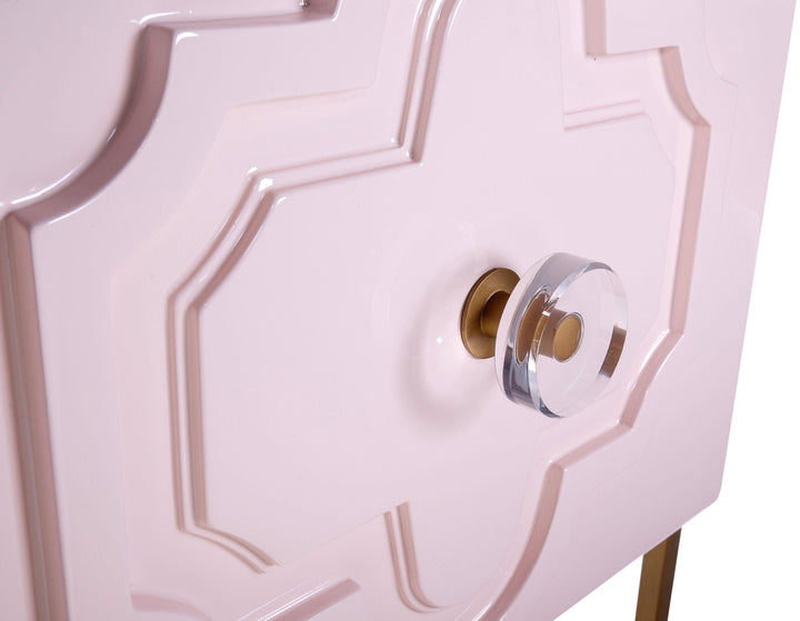 American Home Furniture | TOV Furniture - Anna Pink Lacquer Side Table